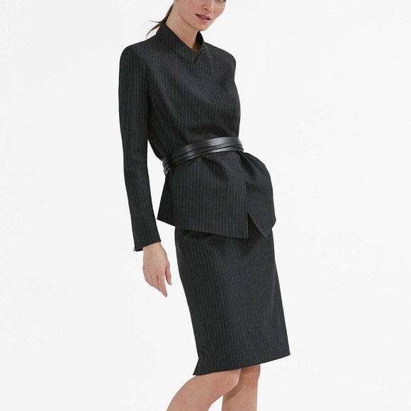 MM.LaFleur Dresses & Skirts - MM.LaFleur Pinstripe Skirt Suit Set 8 Charcoal Grey Wool Career Workwear Office